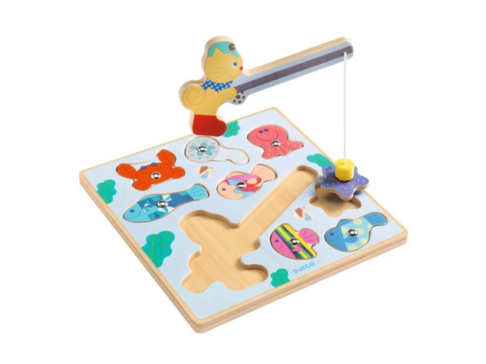 DJECO Vkládací puzzle Rybolov s kočičkou