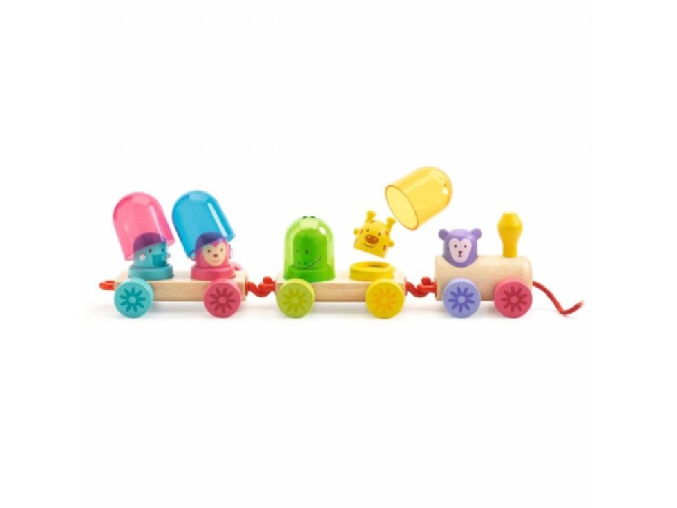 DJECO Rainbowtrain – dřevěný vláček s barevnými kopulemi