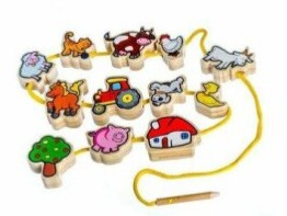 Dřevěná provlékačka - Moje první zvířátka (12 dílků)