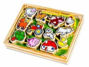 Dřevěná provlékačka - Moje první zvířátka (12 dílků)