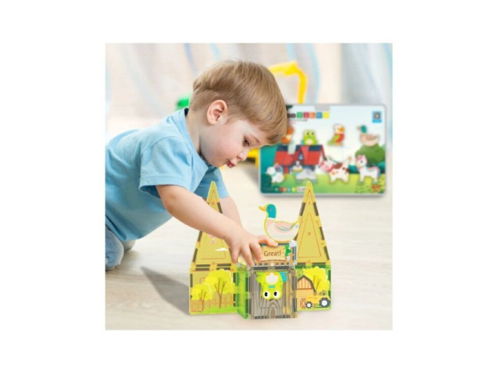 PicassoTiles - Magnetická stavebnice s farmářskými zvířaty (8 ks)