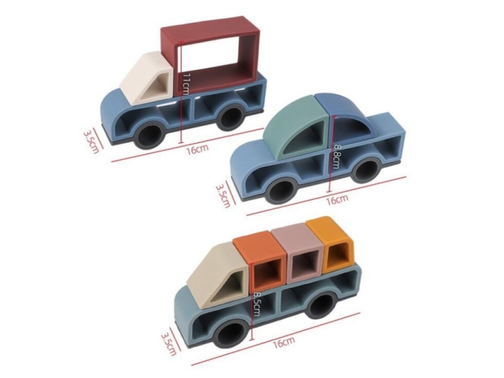 Silikonová sada aut – 14dílná stavebnice pro malé objevitele