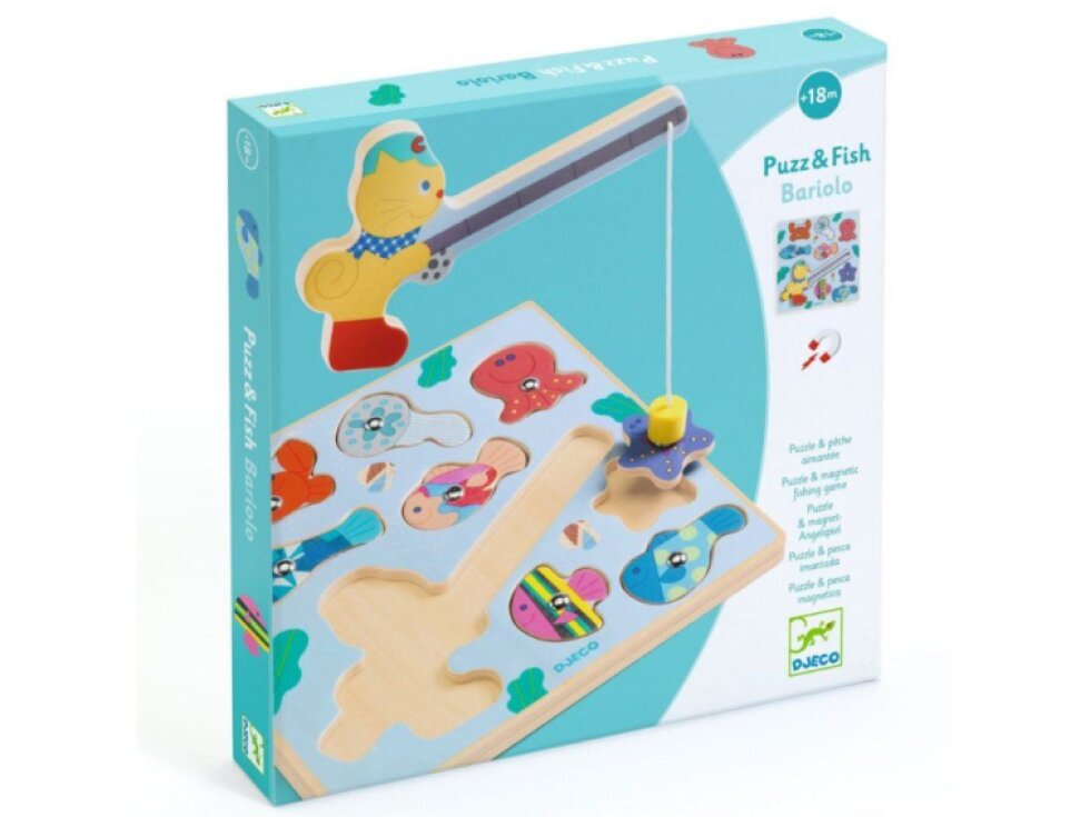 DJECO Vkládací puzzle Rybolov s kočičkou