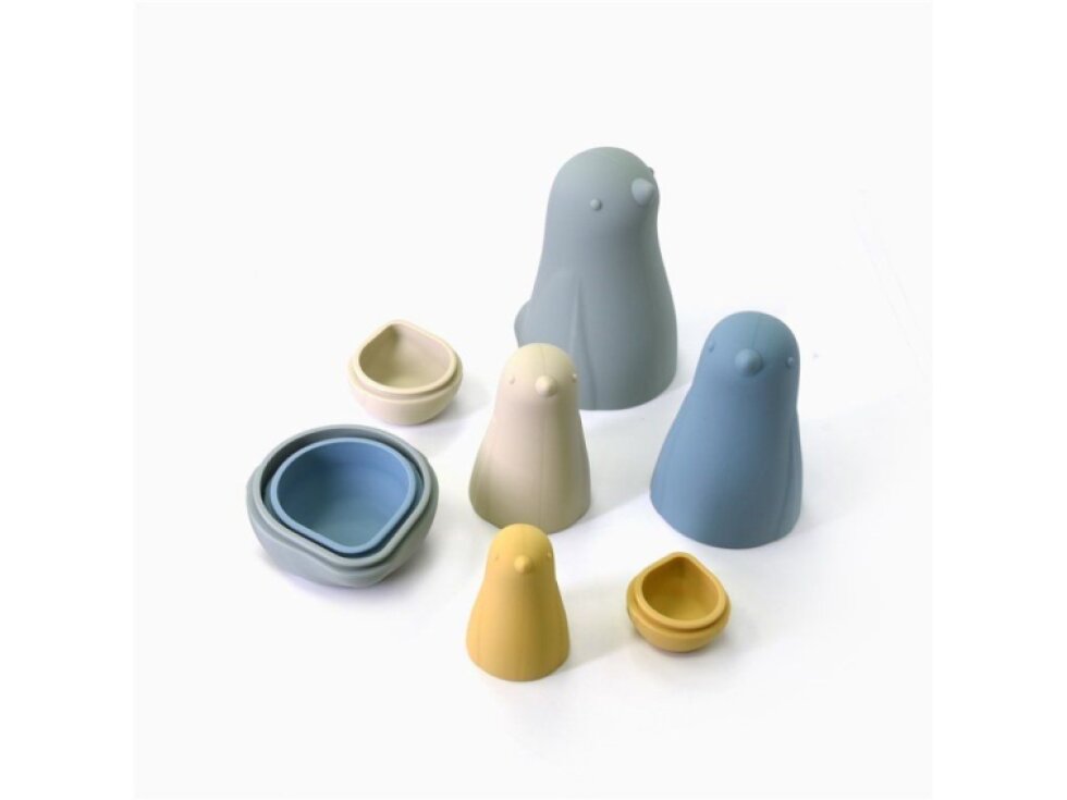 Silikonová sada matrjošek MIWIS – Modří ptáci,6 dílů