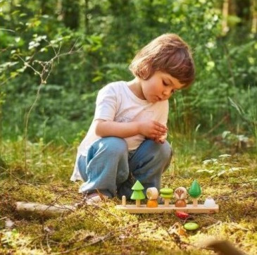 GOKI Dřevěná vkládačka - Třídění barev a tvarů - Malí lesní kamarádi