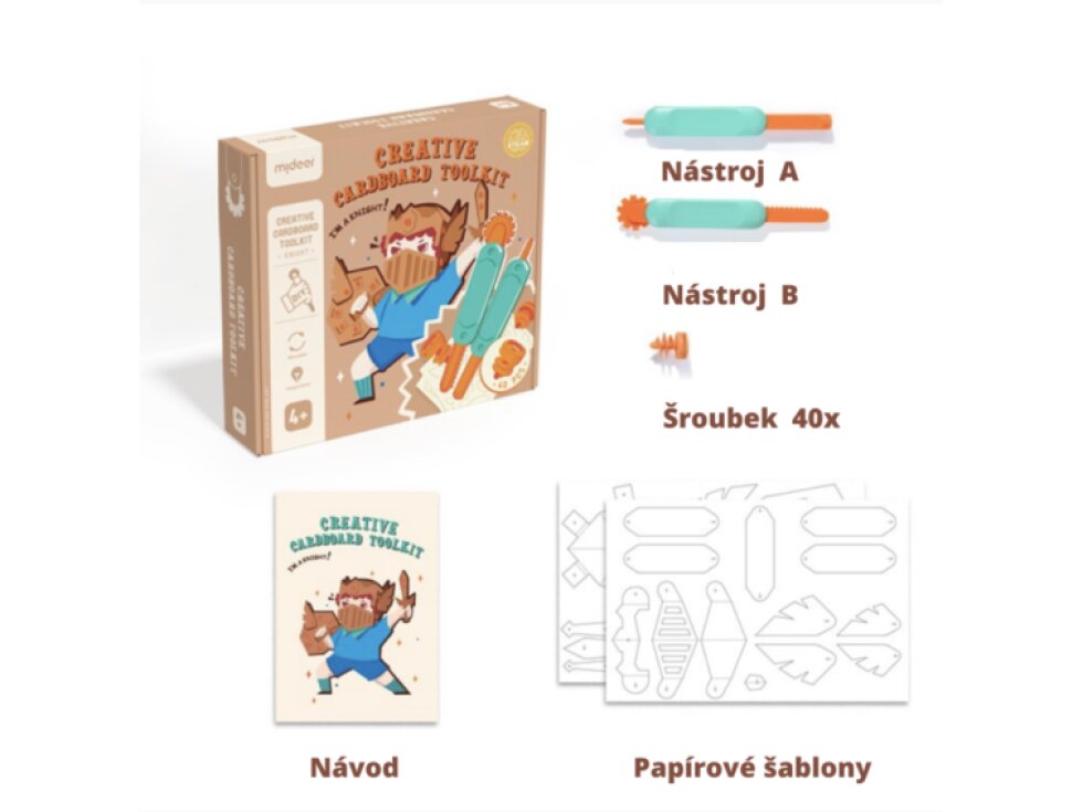 Mideer kreativní sada Udělej si sám – Rytíř | helmu, meč a štít z kartonu