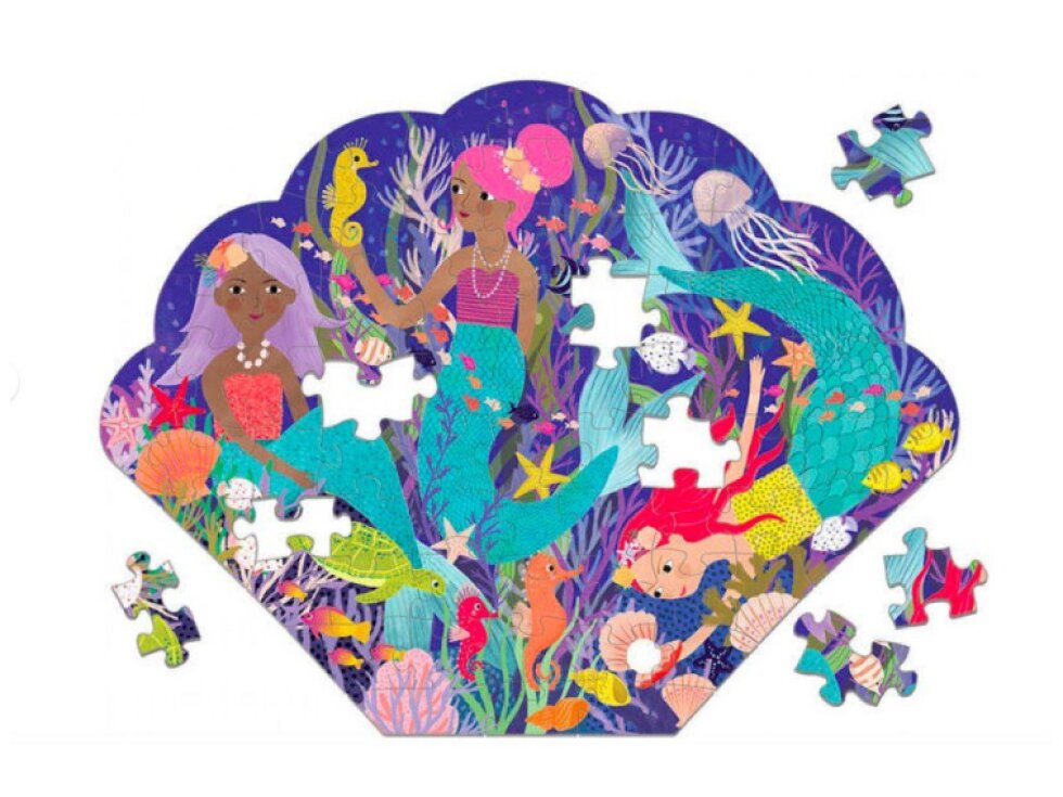 Mudpuppy Zátoka mořských víl - puzzle ve tvaru mušle 75 dílků