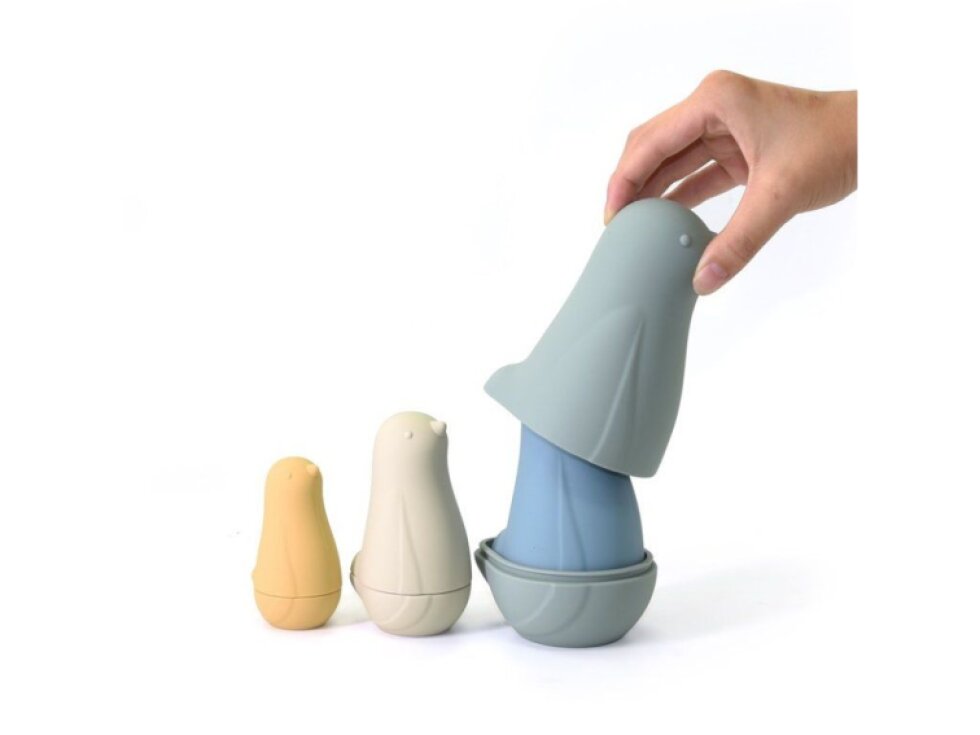 Silikonová sada matrjošek MIWIS – Modří ptáci,6 dílů