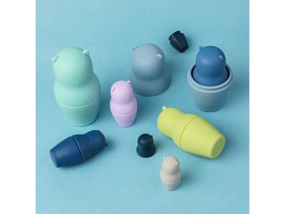 Silikonová matrjoška se 4 částmi – Medvěd,barevná