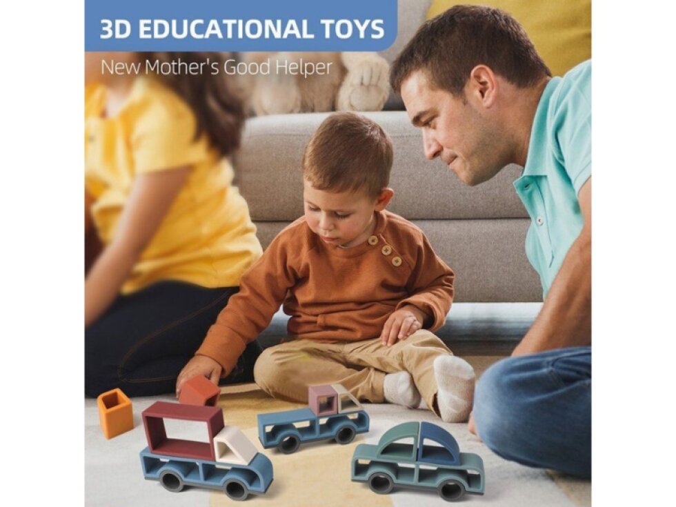 Silikonová sada aut – 14dílná stavebnice pro malé objevitele