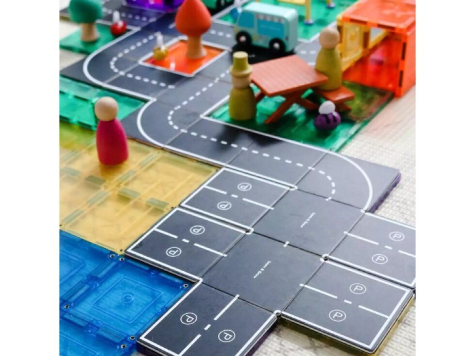 Learn & Grow Toys - Magnetické podložky Silnice (40 ks)