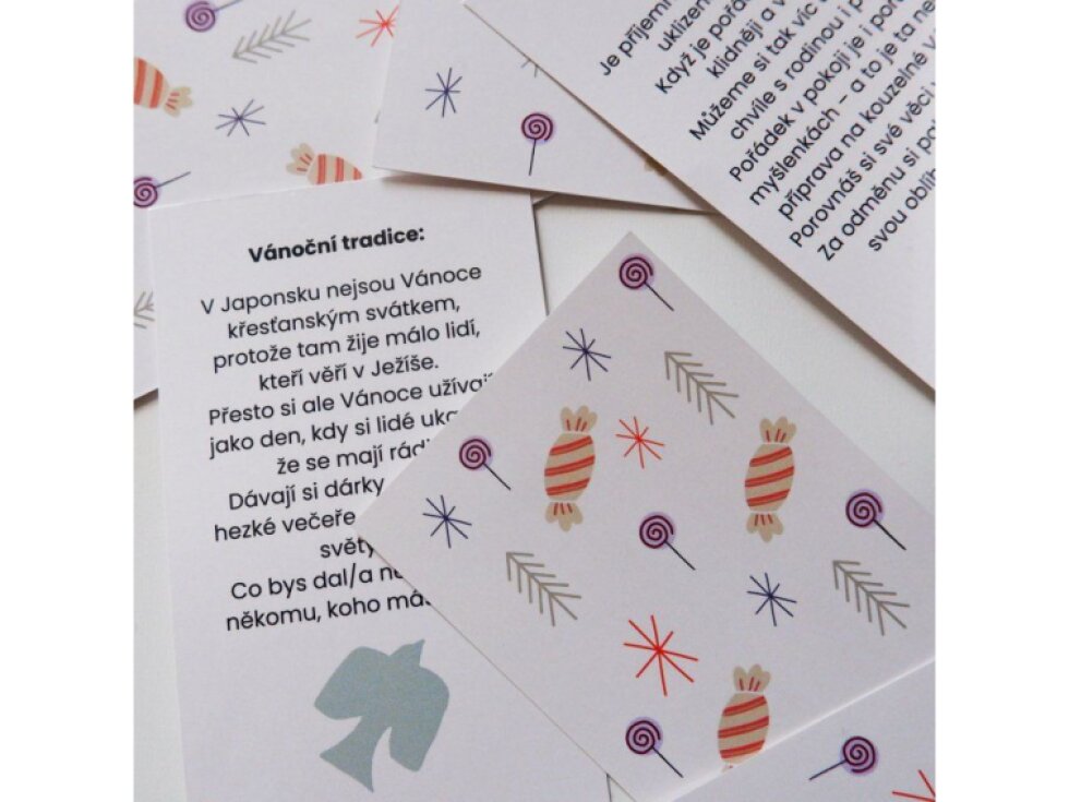 Vánoční karty 36 ks - hravé úkoly i tradice pro děti na advent