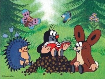 Kostky kubus Krtek a zvířátka dřevo 12ks v krabičce 22x18x4cm