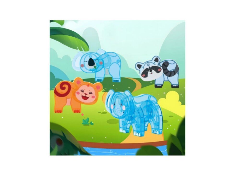 PicassoTiles - Magnetická sada Zvířecí kamarádi Mix & Match (4 ks)