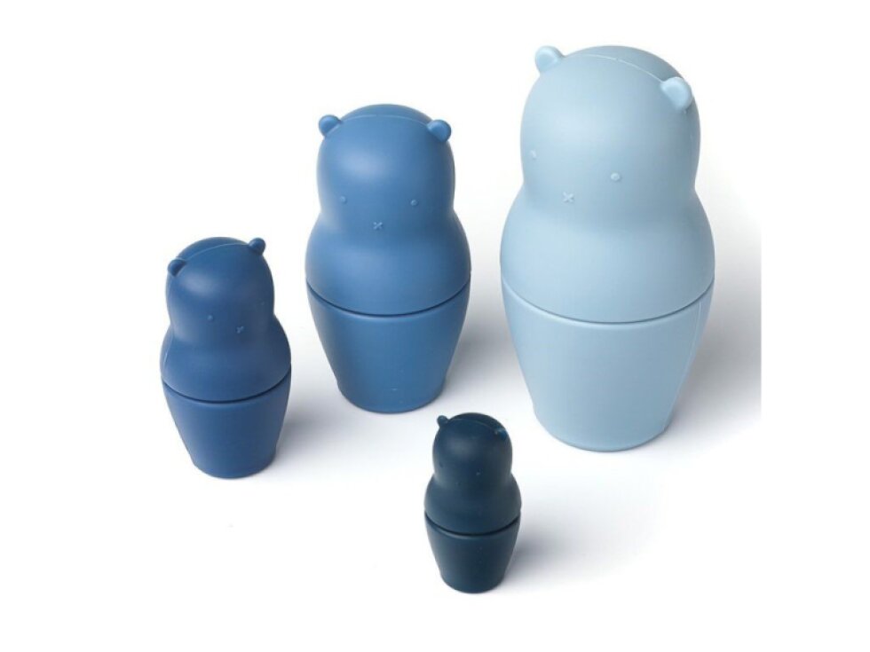Silikonová matrjoška se 4 částmi – Medvěd,modrá