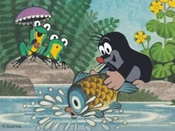 Kostky kubus Krtek a zvířátka dřevo 12ks v krabičce 22x18x4cm