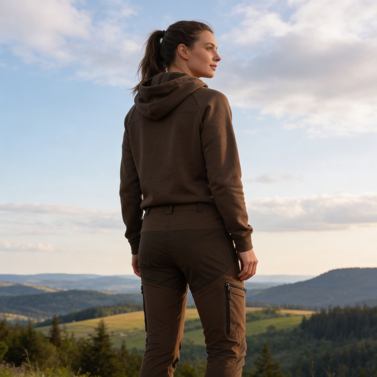 kalhoty Finnveden Hybrid Brown Ladies - Pinewood