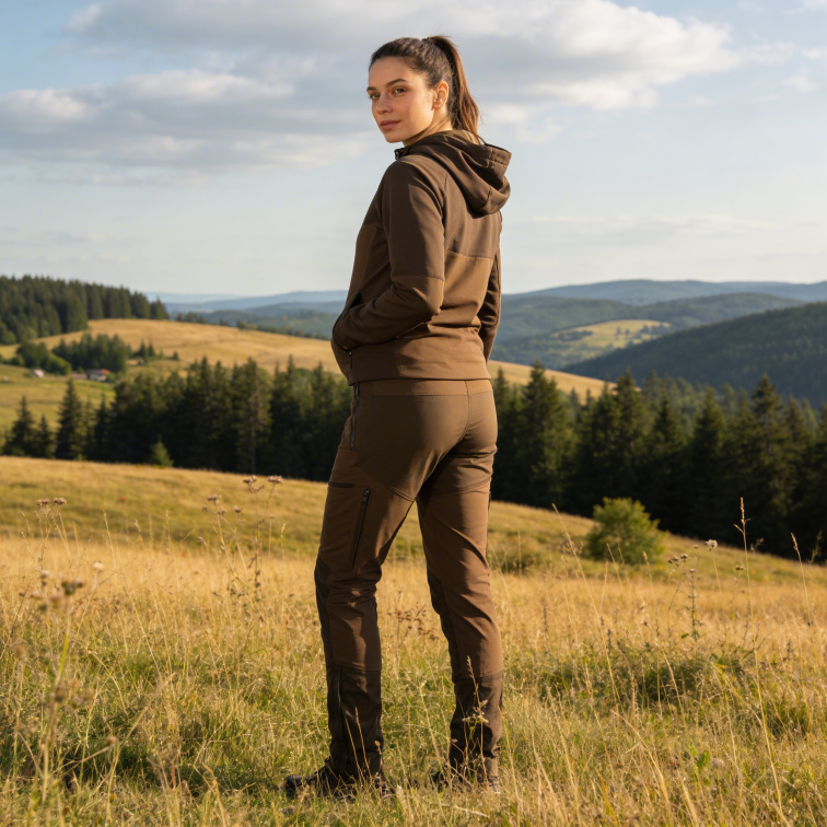 kalhoty Finnveden Hybrid Brown Ladies - Pinewood