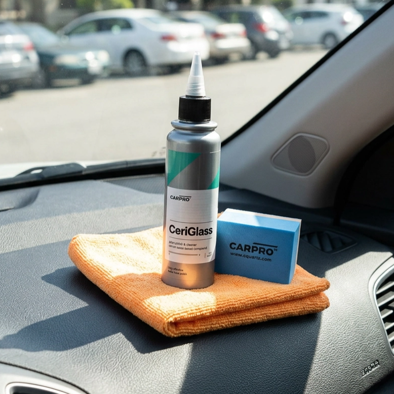 CarPro Ceriglass 150 ml kit sada pro leštění oken