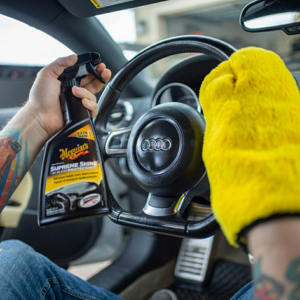 Meguiar's Supreme Shine Vinyl & Rubber Protectant - ochrana interiérových plastů, vysoký lesk, 473 ml