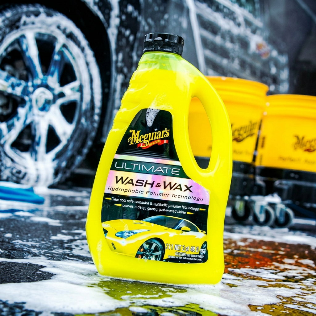 Meguiar's Ultimate Wash & Wax - luxusní, nejkoncentrovanější autošampon s příměsí karnauby a polymerů, 473 ml