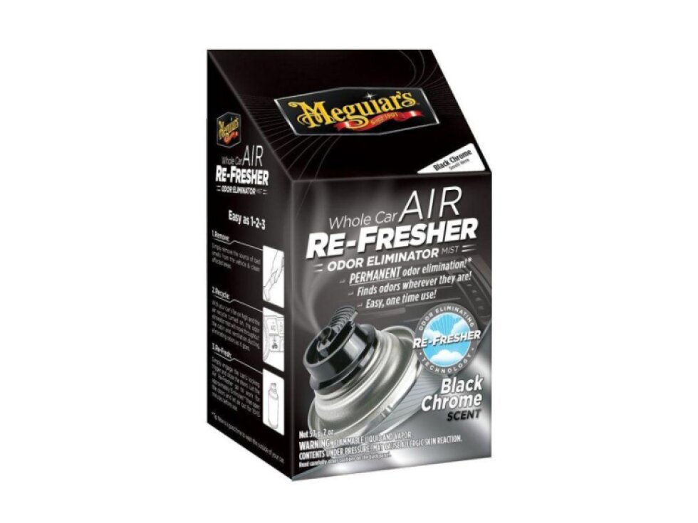 Meguiar's Air Re-Fresher Odor Eliminator - Black Chrome Scent - čistič klimatizace + pohlcovač pachů + osvěžovač vzduchu, vůně "Black Chrome", 71 g