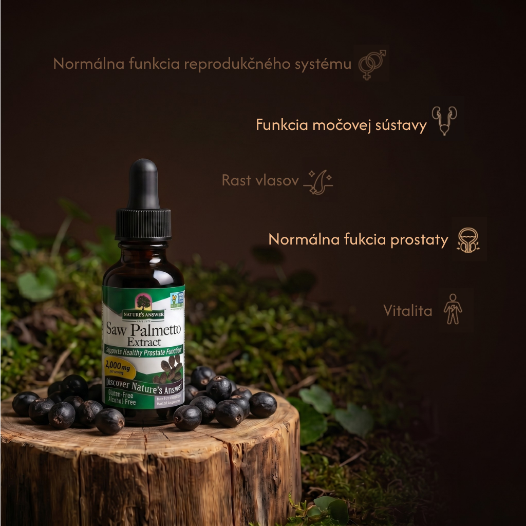 Serenoa plazivá, bylinné kvapky, 30 ml, Nature's Answer