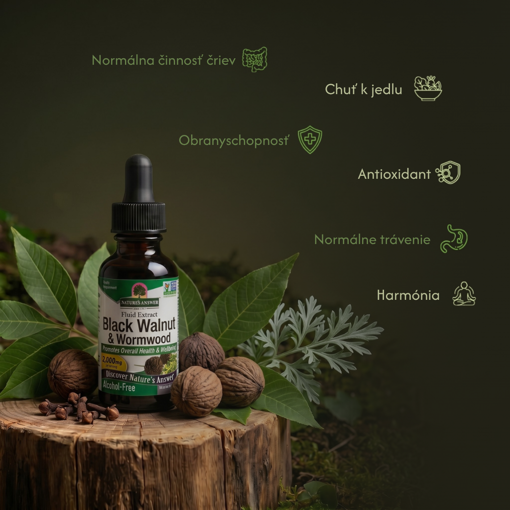 Orech čierny, Klinčekovec, Palina, bylinné kvapky, 30 ml, Nature's Answer