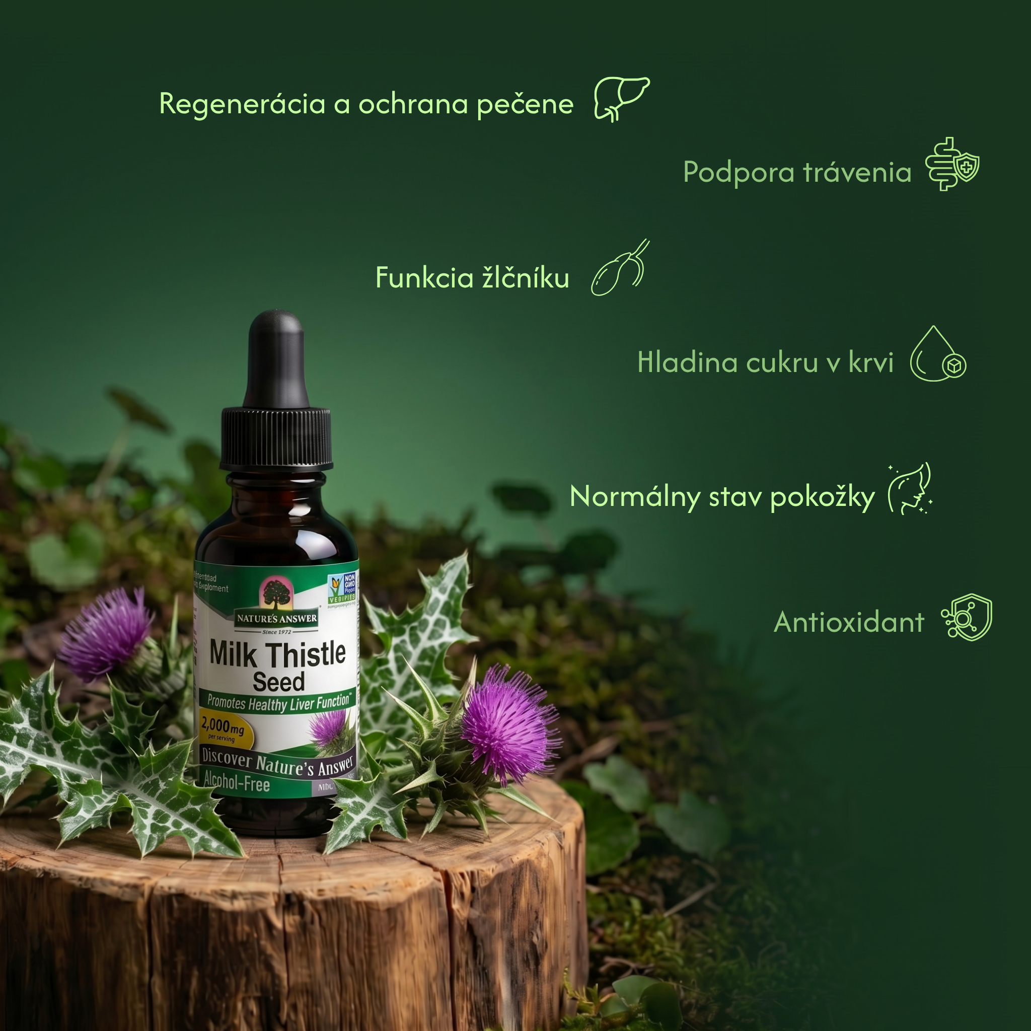 Pestrec mariánsky, bylinné kvapky, 30 ml, Nature's Answer