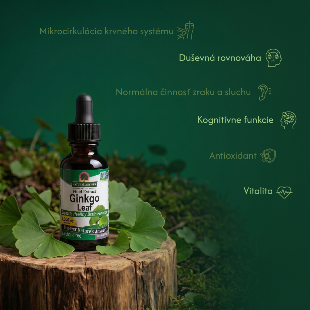 Ginkgo biloba, bylinné kvapky, 30 ml, Nature's Answer