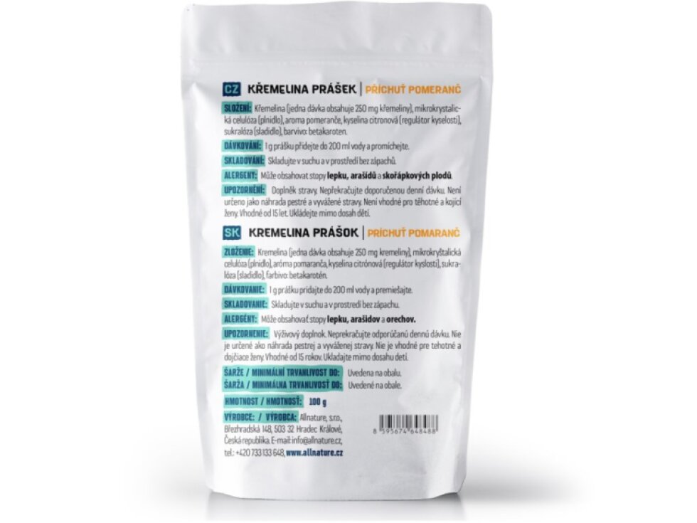 Allnature Křemelina - příchuť pomeranč 100 g