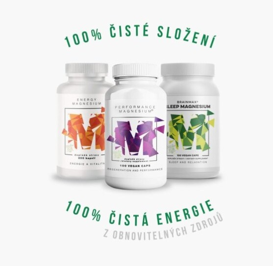 BrainMax Sleep Magnesium®, 320 mg, 100 rostlinných kapslí (Hořčík, GABA, L-theanin, Vitamín B6, šťáva z višně)