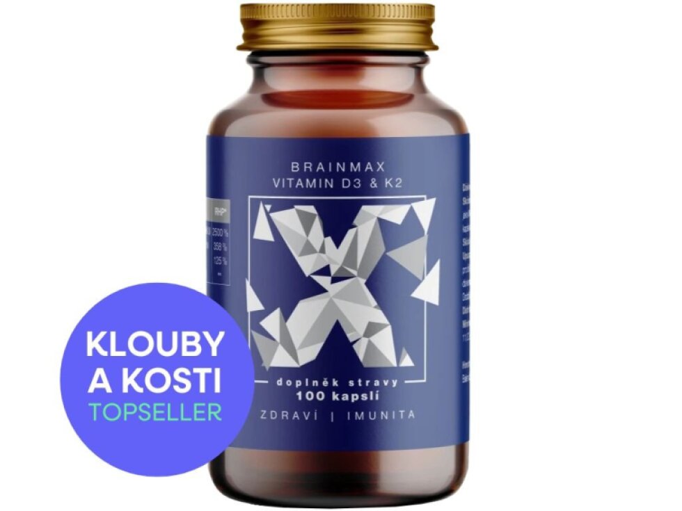 BrainMax Vitamin D3 & K2, D3 5000 IU / K2 jako MK7 all – trans K2VITAL®DELTA 150 mcg 100 kapslí