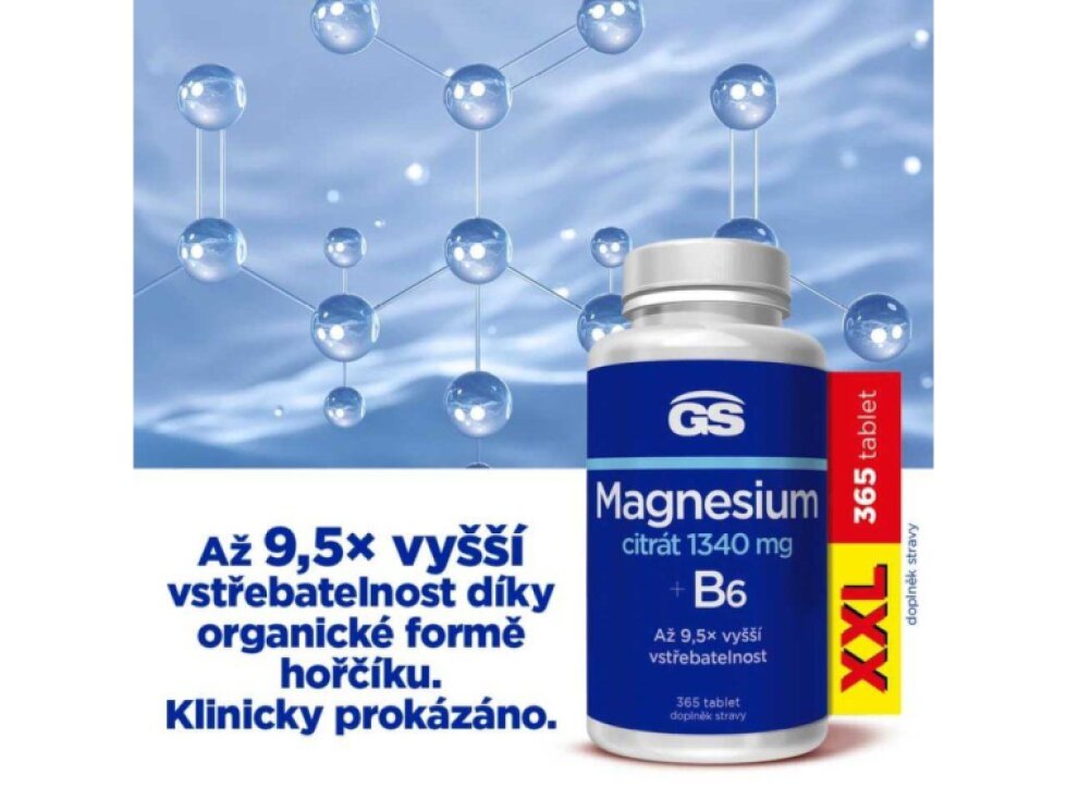 GS Magnesium citrát 1340 mg+B6 XXL 365 tbl.