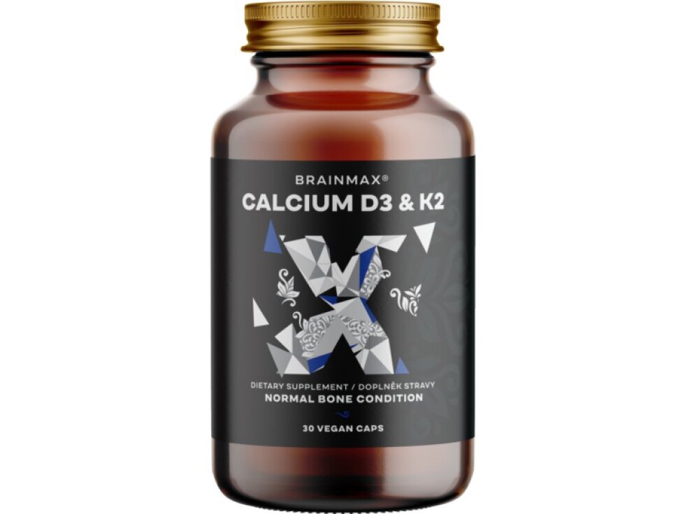 BrainMax Calcium D3 & K2, vápník s vitamínem D3 & K2, 30 rostlinných kapslí