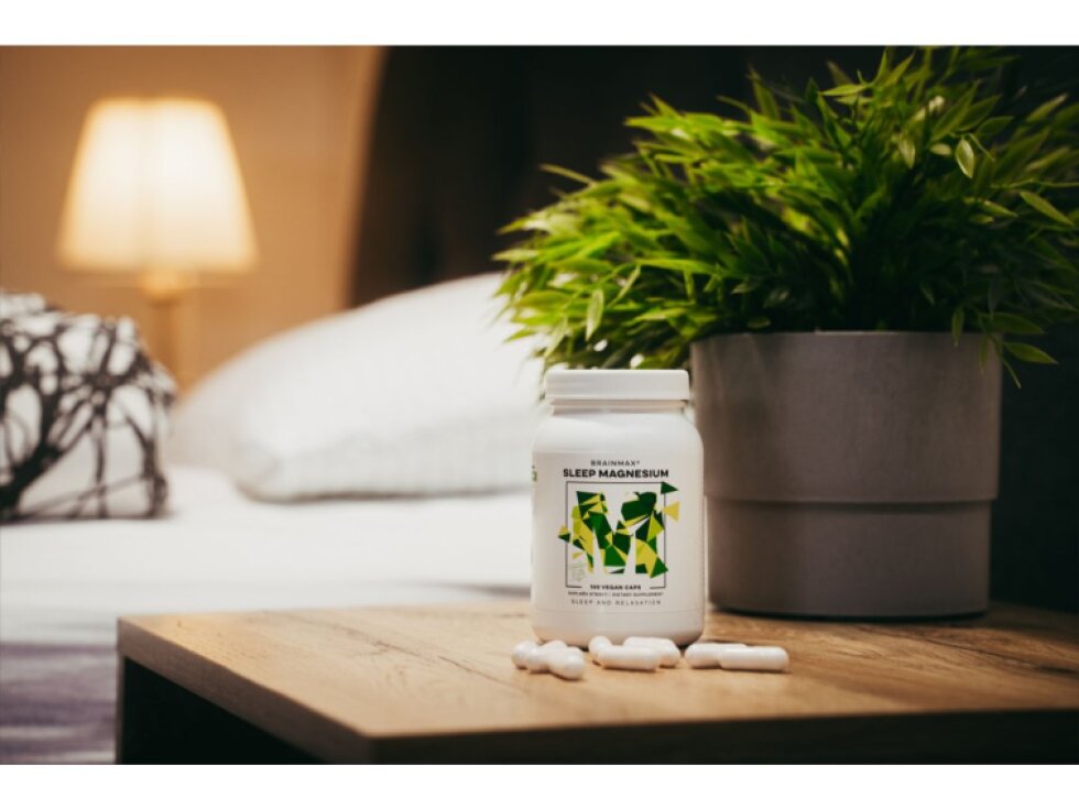 BrainMax Sleep Magnesium®, 320 mg, 100 rostlinných kapslí (Hořčík, GABA, L-theanin, Vitamín B6, šťáva z višně)