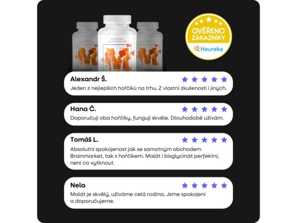 BrainMax Energy Magnesium® Hořčík Malát 1000 mg 200 rostlinných kapslí
