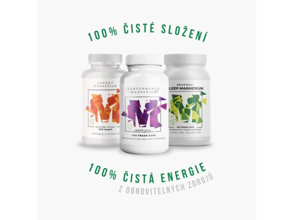 BrainMax Sleep Magnesium®, 320 mg, 100 rostlinných kapslí (Hořčík, GABA, L-theanin, Vitamín B6, šťáva z višně)