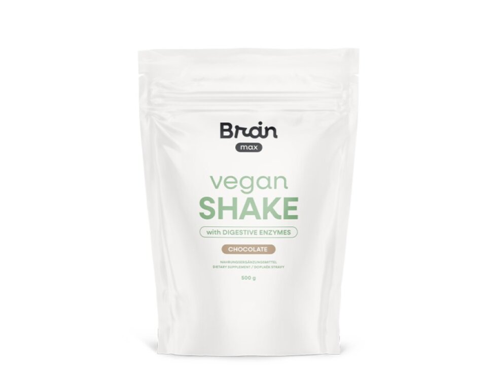 BrainMax Vegan Shake with Digestive Enzymes Chocolate 500 g