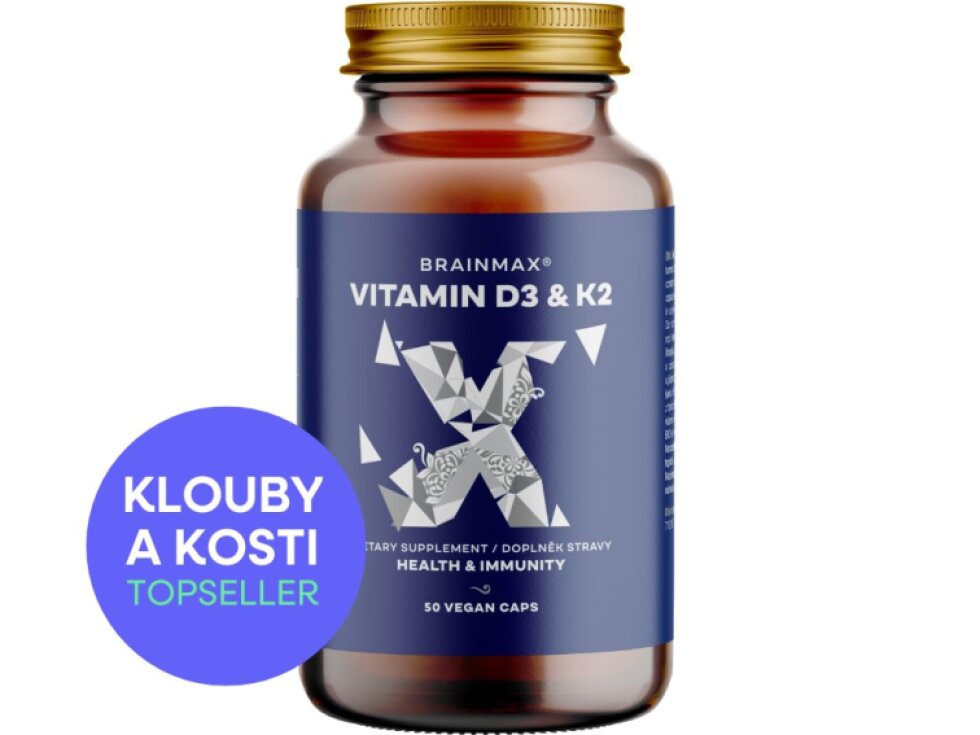 BrainMax Vitamin D3 & K2, D3 5000 IU / K2 jako MK7 all – trans K2VITAL®DELTA 150 mcg 50 rostlinných kapslí