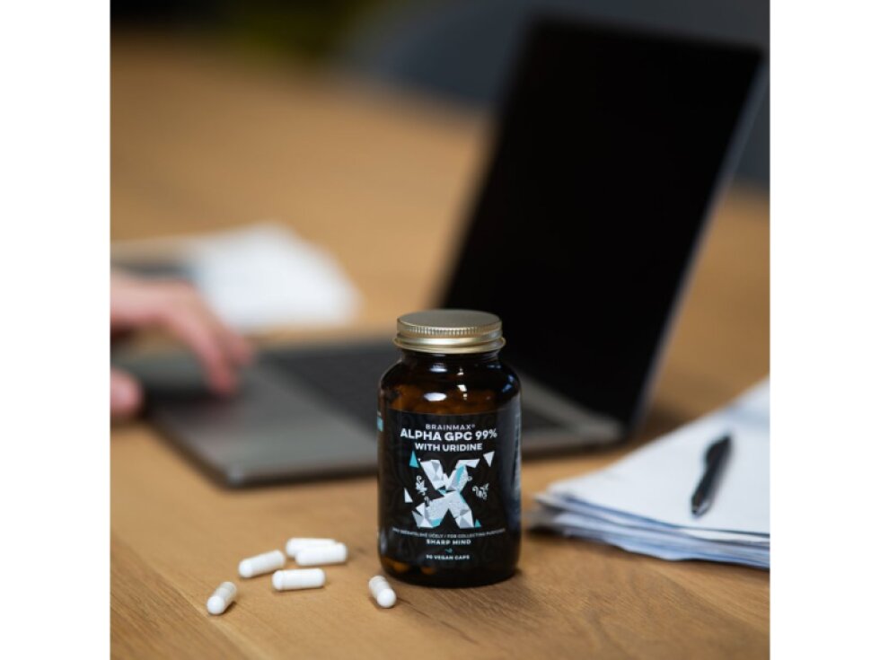 BrainMax Alpha GPC 99% & Uridine 90 rostlinných kapslí