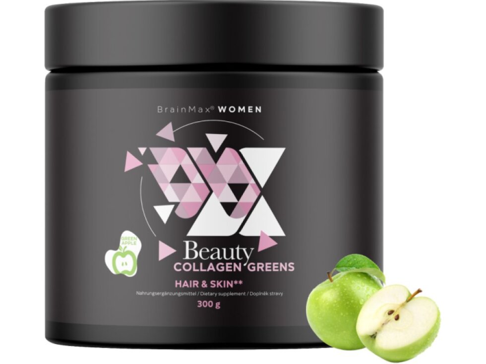 BrainMax Women Beauty Collagen Greens Zelené jablko 300 g