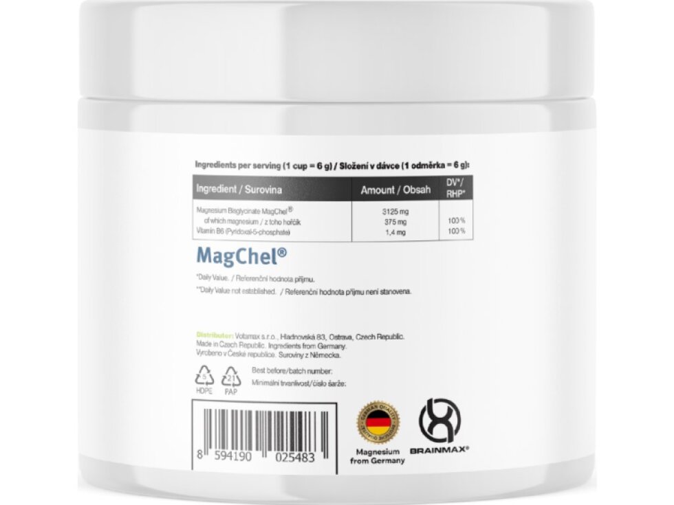 BrainMax Performance Magnesium® Powder hořčík bisglycinát v prášku 90 dávek 550 g