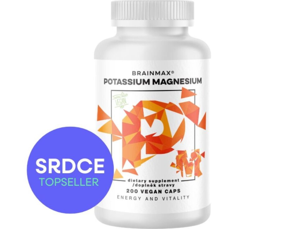 BrainMax Draslík Magnesium Draslík citrát + Hořčík malát 200 rostlinných kapslí