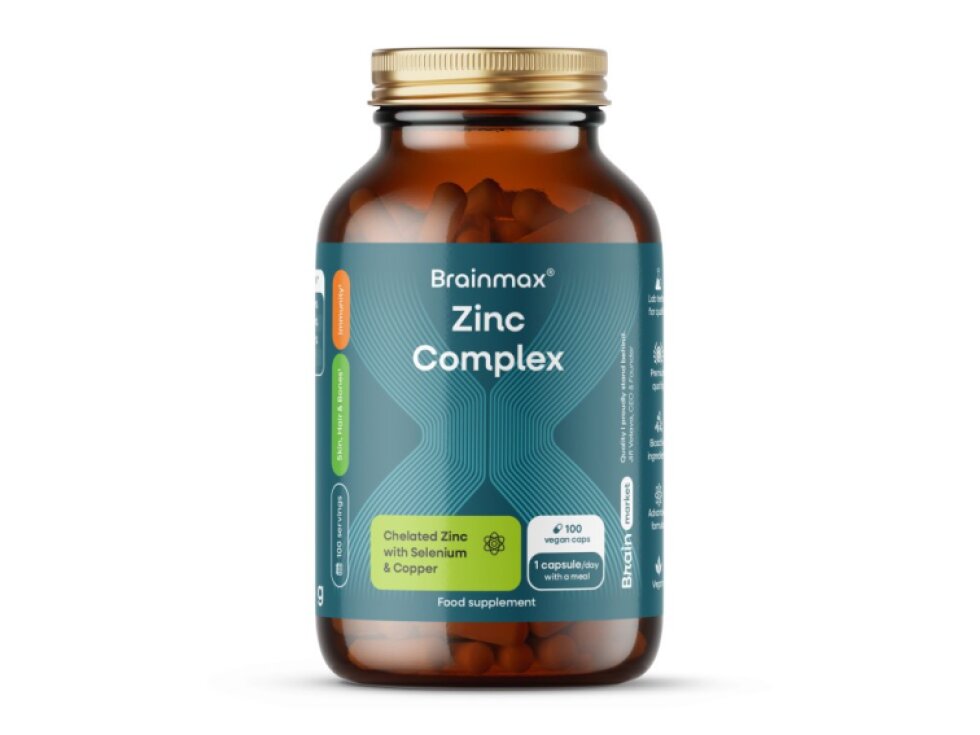 BrainMax Zinc Complex, 100 rostlinných kapslí