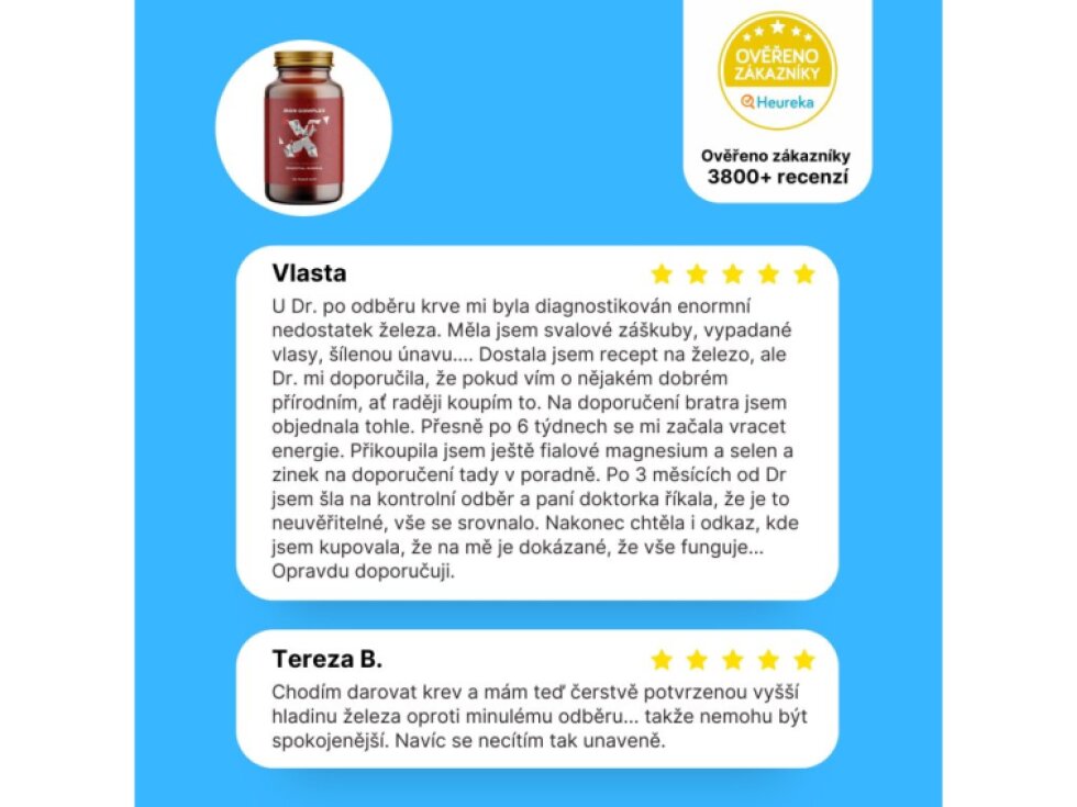 BrainMax Iron Complex železo bisglycinát 25 mg 100 rostlinných kapslí