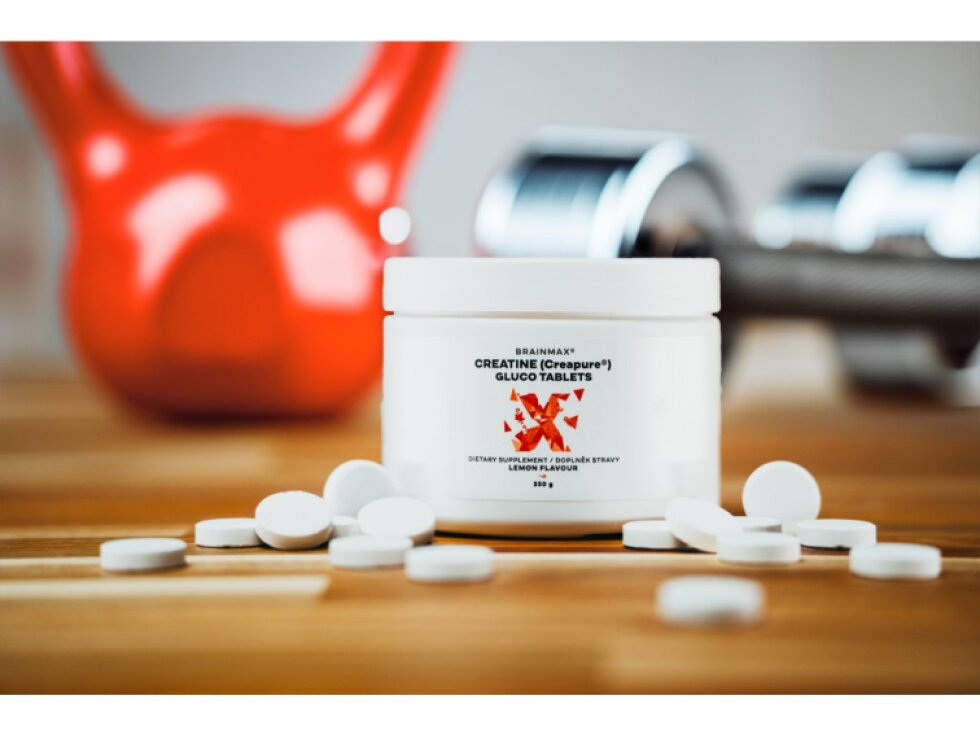 BrainMax Creatine Creapure® Gluco tablets Lemon Kreatin monohydrát tablety Citrón 350 g 115 tablets