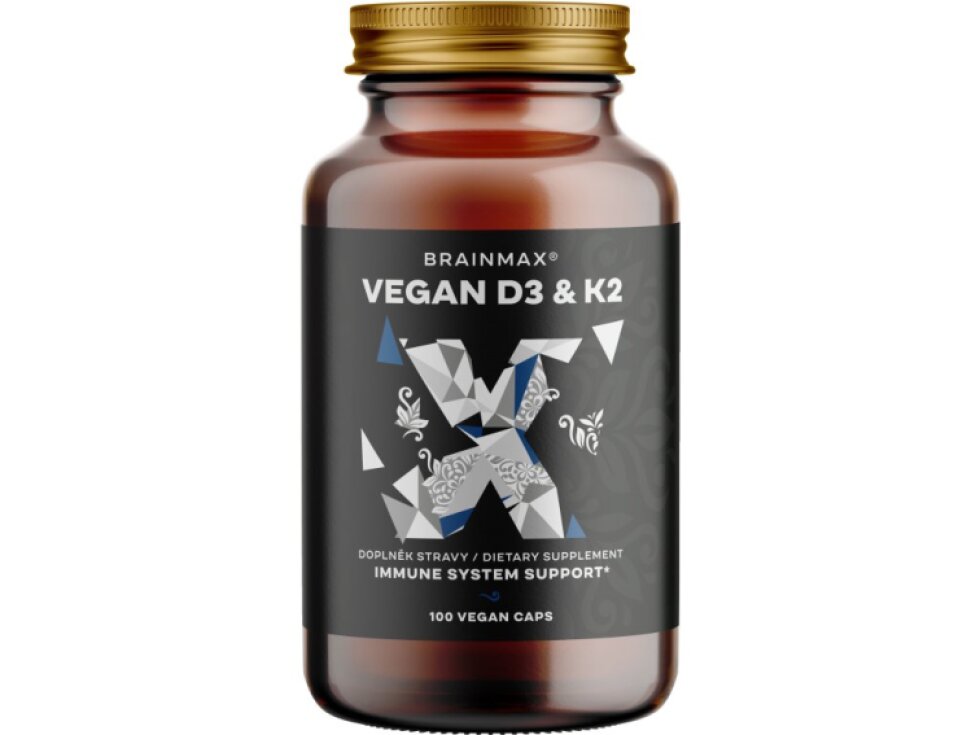 BrainMax Vegan Vitamin D3 & K2 4000 IU / K2 jako MK7 all – trans K2VITAL®DELTA 150 mcg 100 rostlinných kapslí