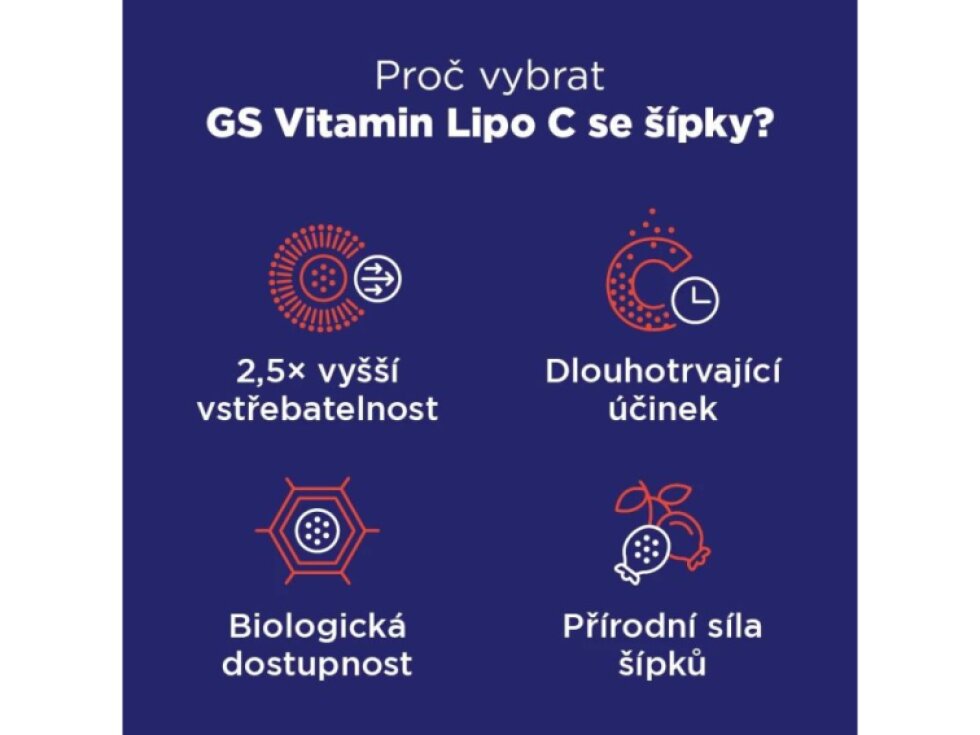 GS Vitamin Lipo C 500 mg se šípky XXL 100+10 kapslí