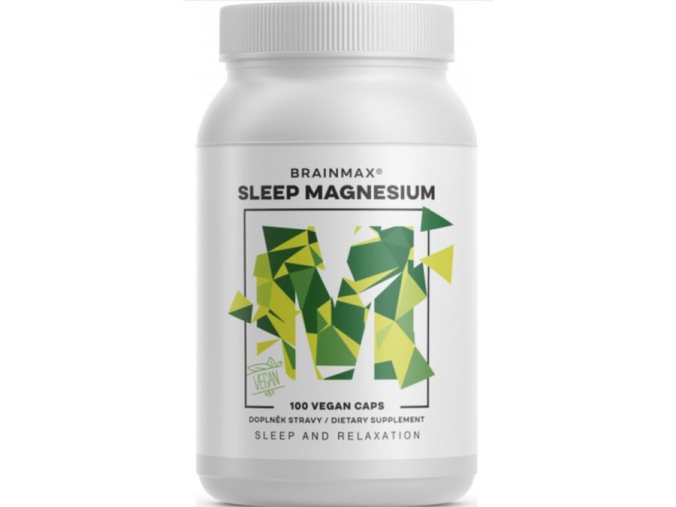 BrainMax Sleep Magnesium®, 320 mg, 100 rostlinných kapslí (Hořčík, GABA, L-theanin, Vitamín B6, šťáva z višně)